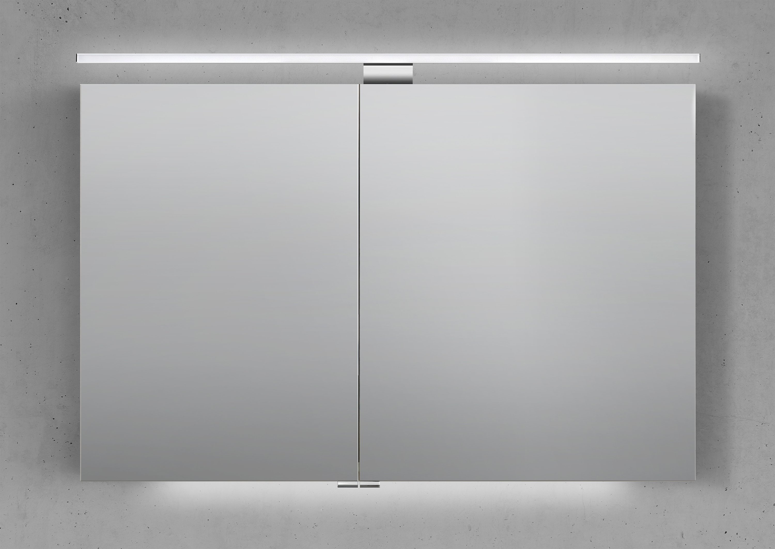 Spiegelschrank 110 cm mit LED Beleuchtung, Doppelspiegeltüren