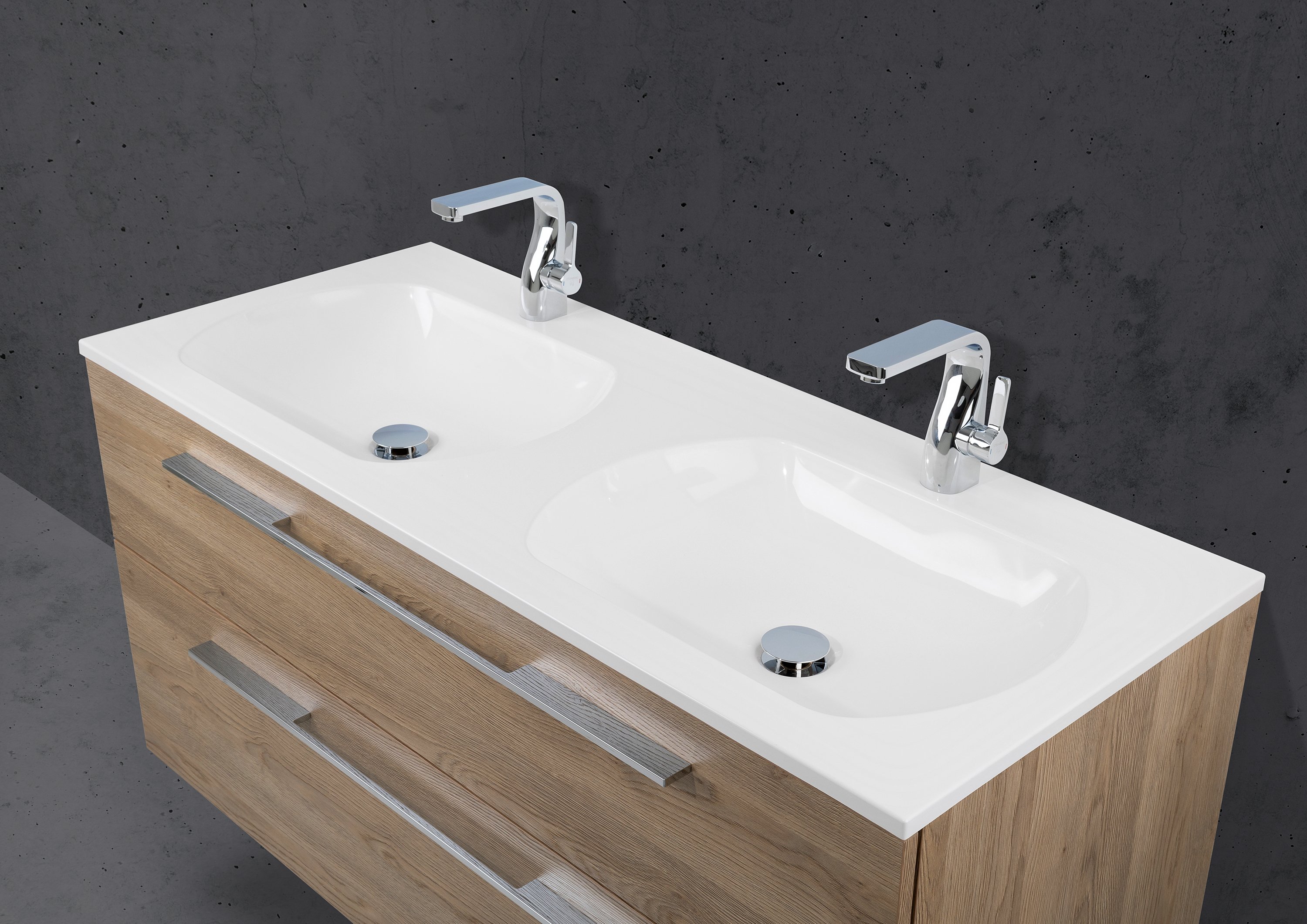 Badmöbel Set Modica 120 cm Doppelwaschtisch Evermite, Dekor frei wählbar, Made in Germany