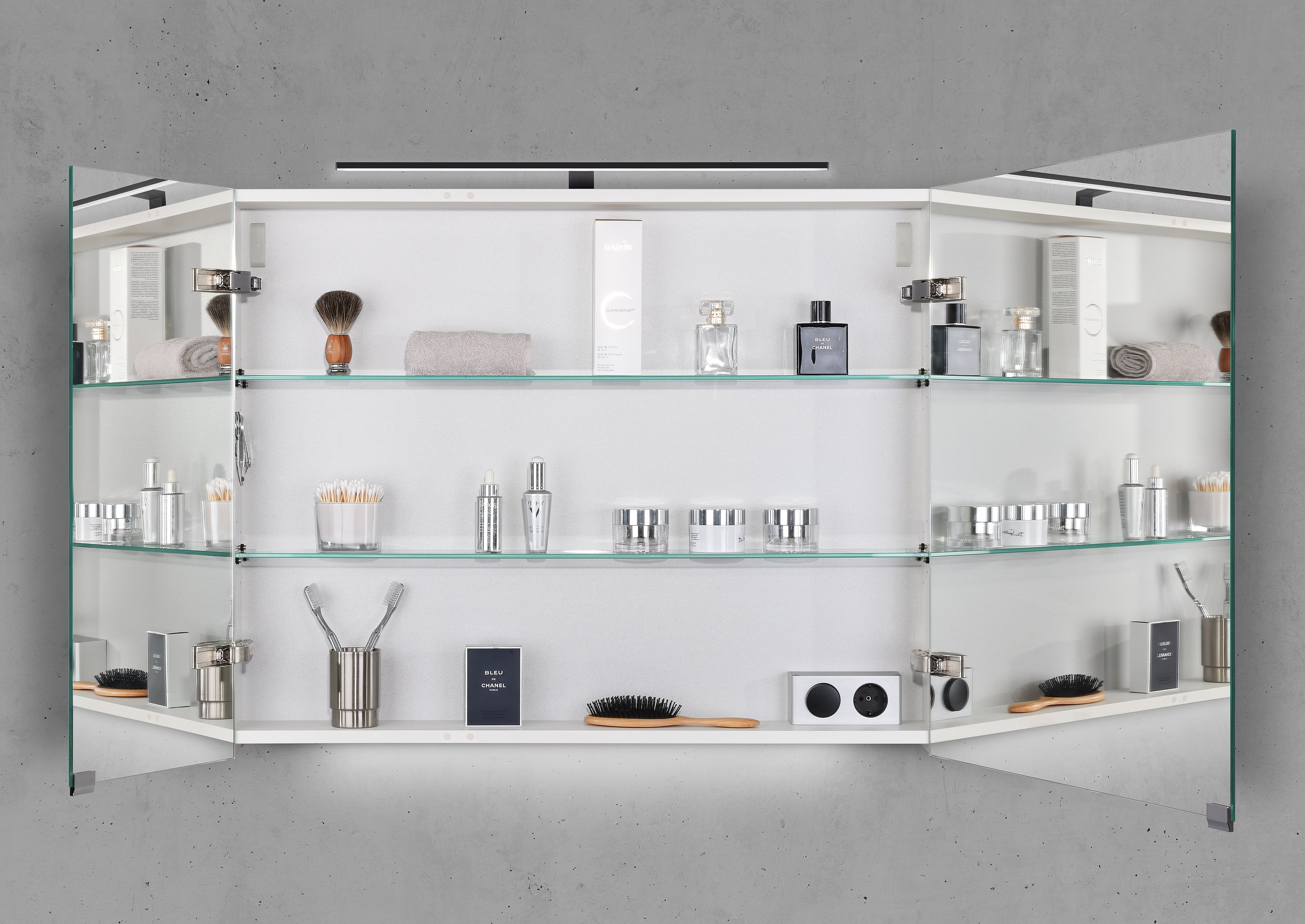 Spiegelschrank 90 cm mit MULTI LED Aufsatzleuchte