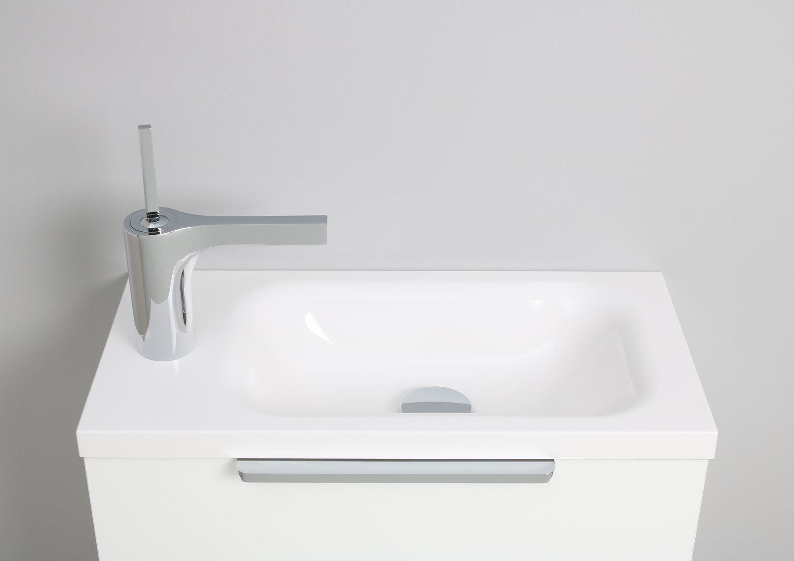 Gästebad Rimini 50 cm, Waschtisch mit Unterschrank, Weiß HG