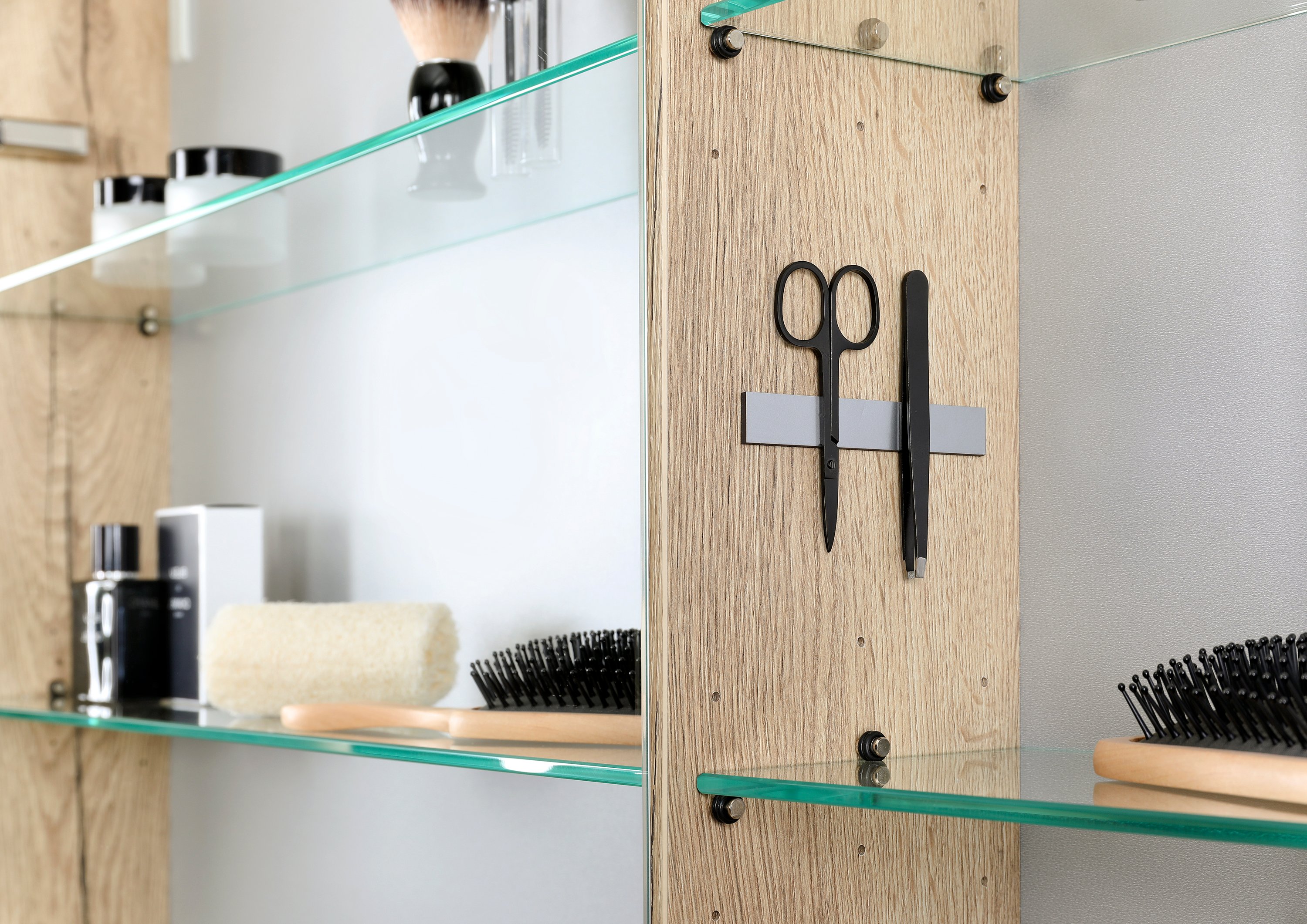 Spiegelschrank 100 cm 3 türig mit integrierter MULTI Light LED Beleuchtung Doppelspiegeltüren 