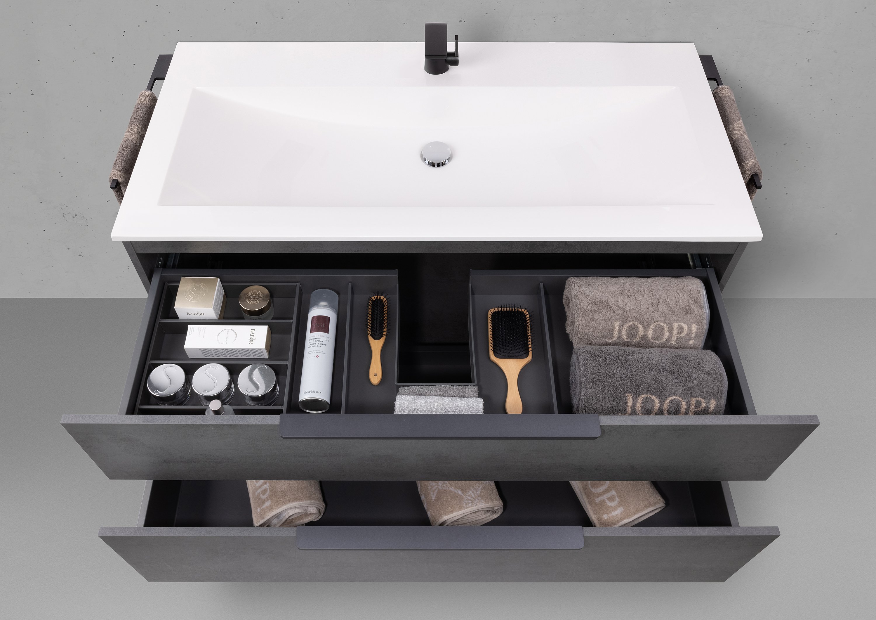 Design Badmöbel Set Valenta 120 cm, Unterschrank + Waschtisch Evermite