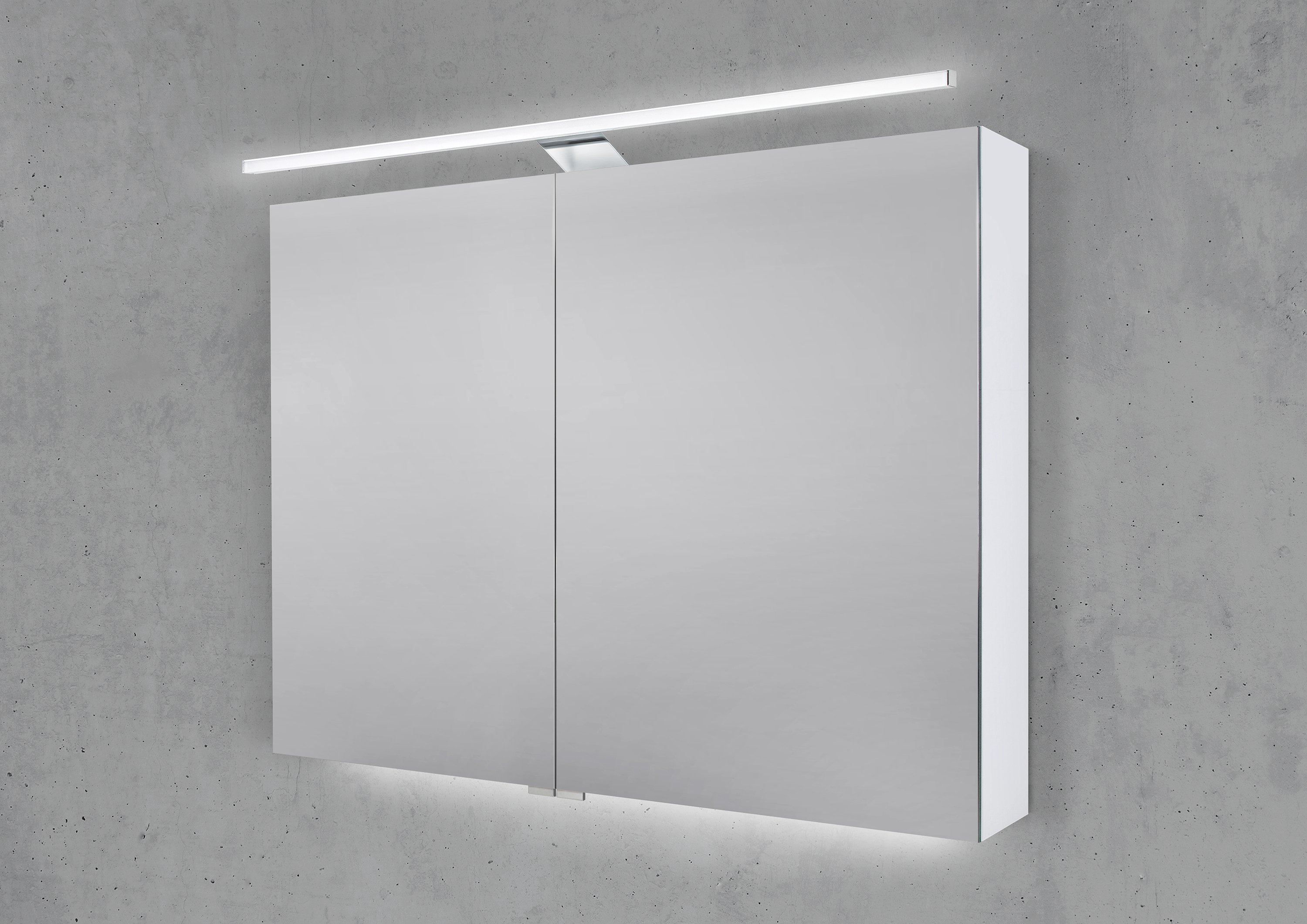 Spiegelschrank 90 cm mit MULTI Light LED Beleuchtung, Doppelspiegeltüren