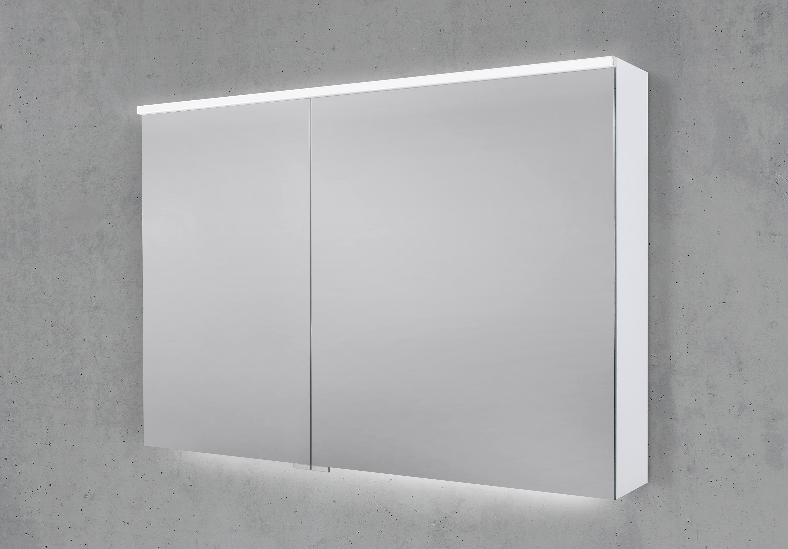 Spiegelschrank 100 cm integrierte MULTI Light LED Beleuchtung Doppelspiegeltüren vorkonfiguriert