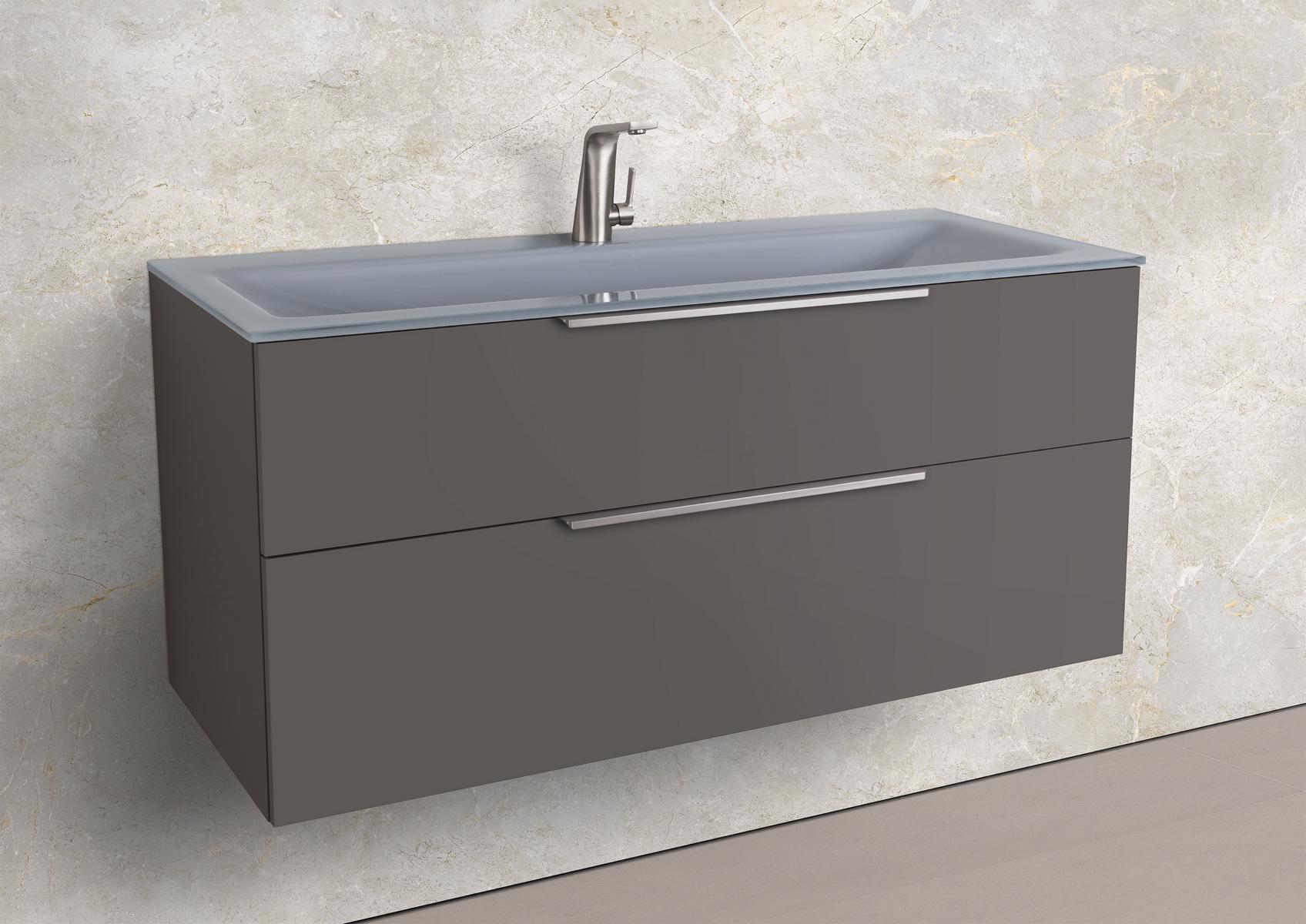 Saphir - Badmöbelset 120 cm mit Glaswaschbecken (Einzel) und Unterschrank