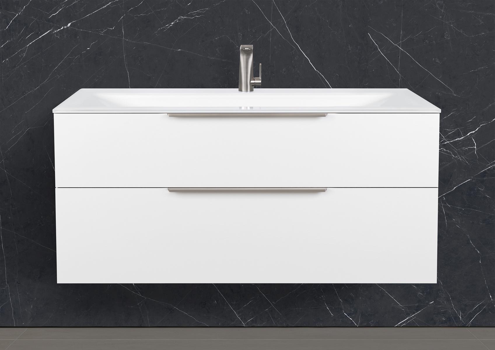 Saphir - Badmöbelset 120 cm mit Glaswaschtisch (Einzel) und Unterschrank