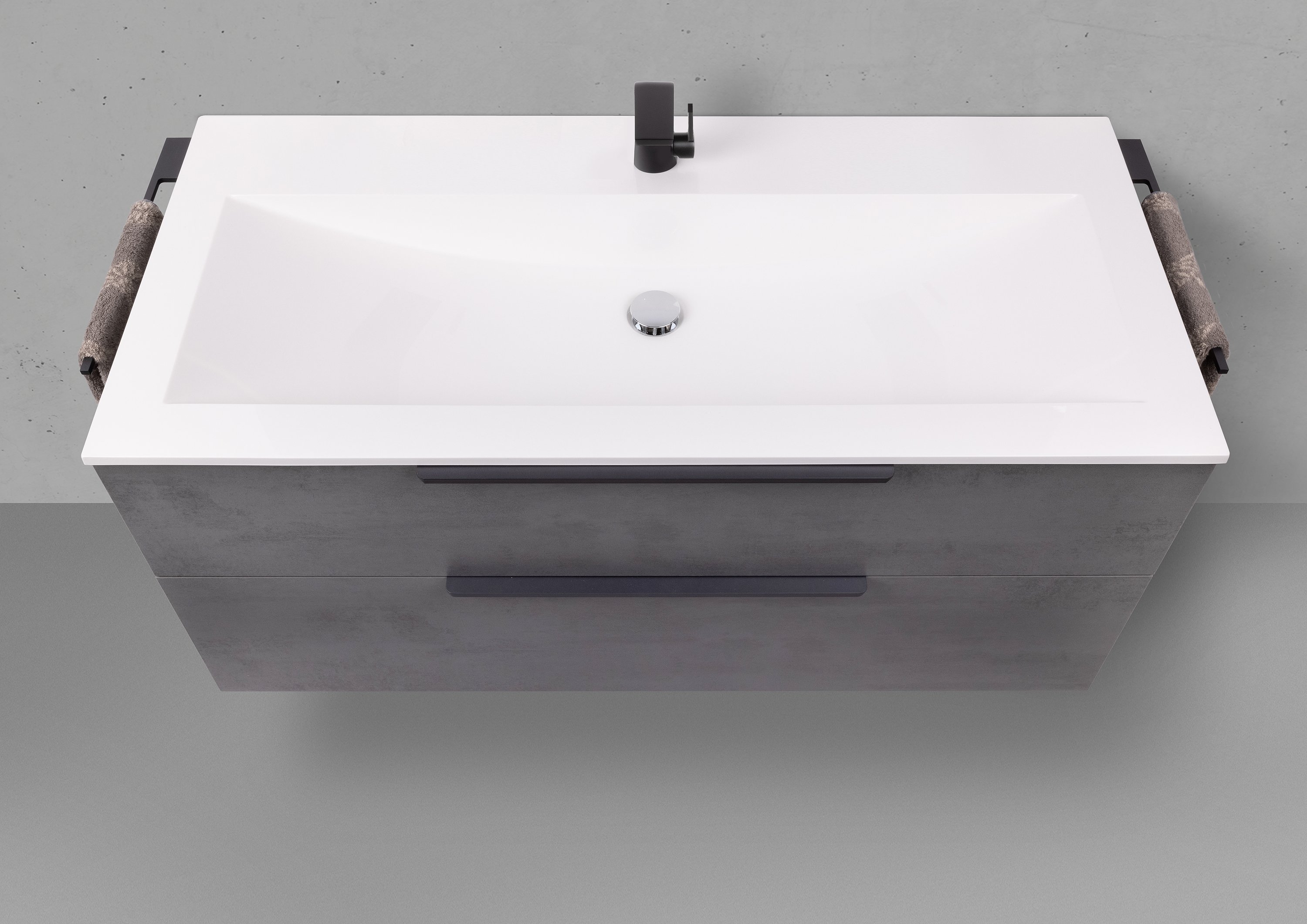 Design Badmöbel Set Valenta 120 cm, Unterschrank + Waschtisch Evermite