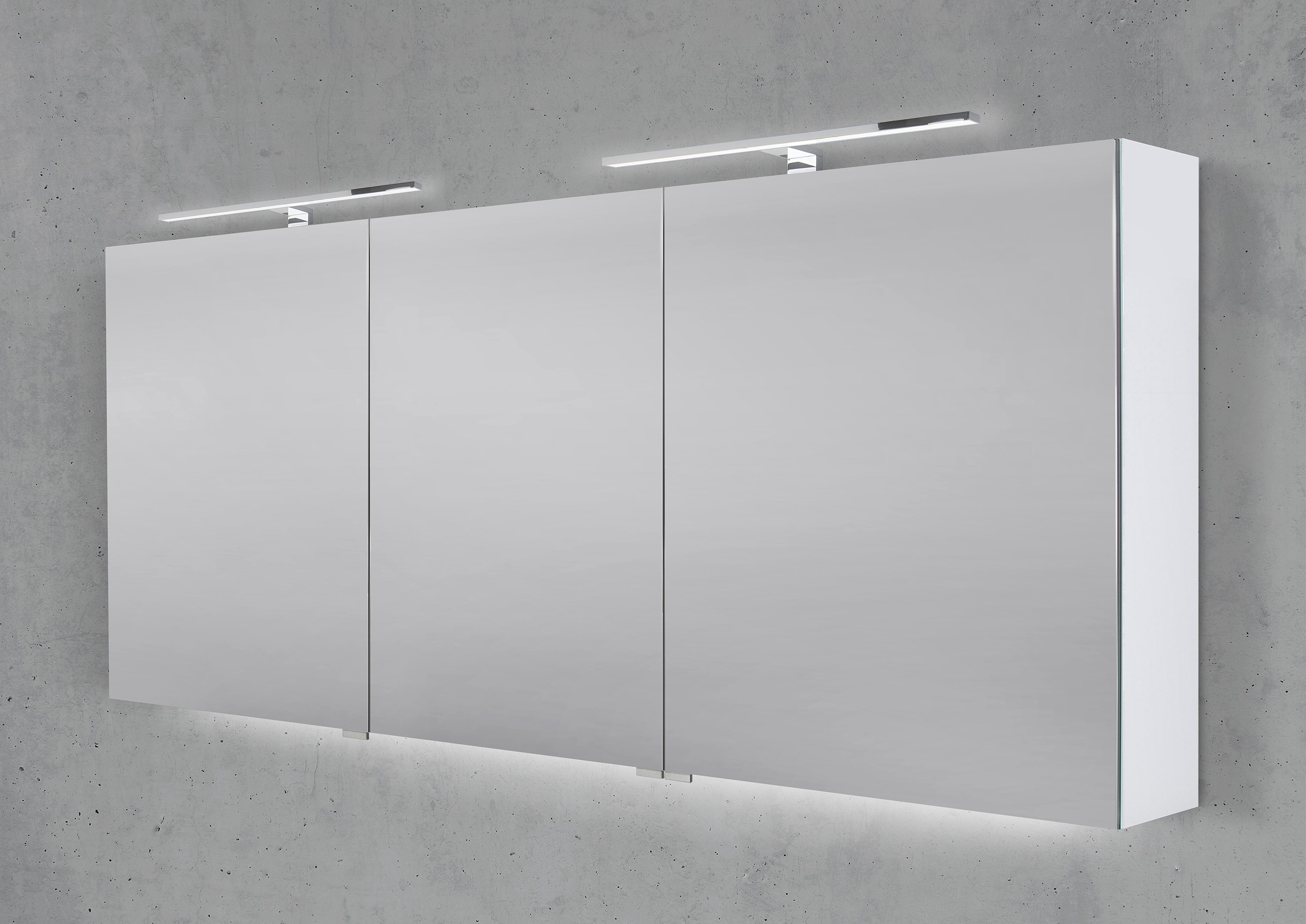 Spiegelschrank 170 cm mit 2x MULTI Light LED Chrom Beleuchtung Doppelspiegeltüren