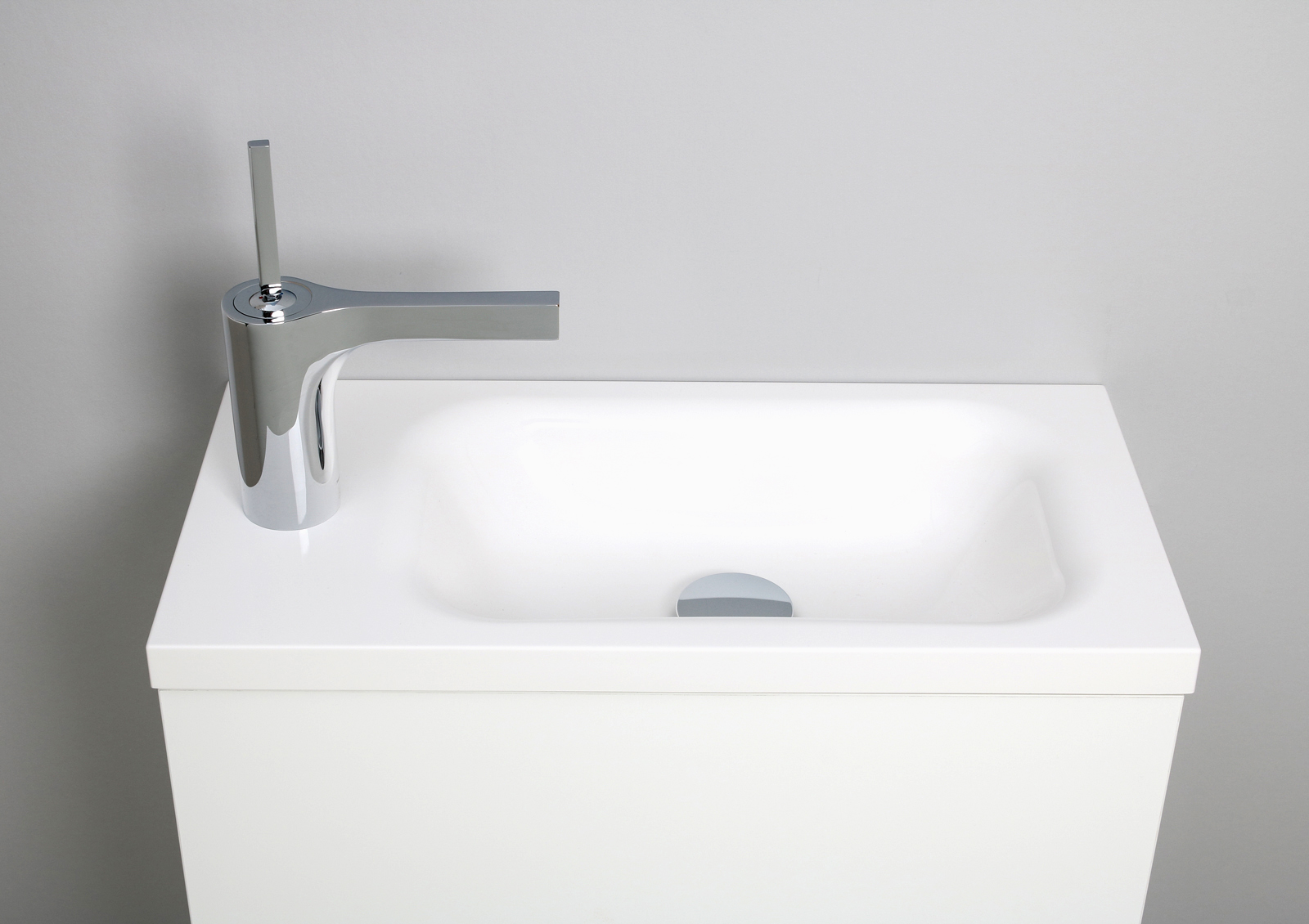Gäste Badmöbel Set, Waschtisch 50x25cm, Design Spiegel LED