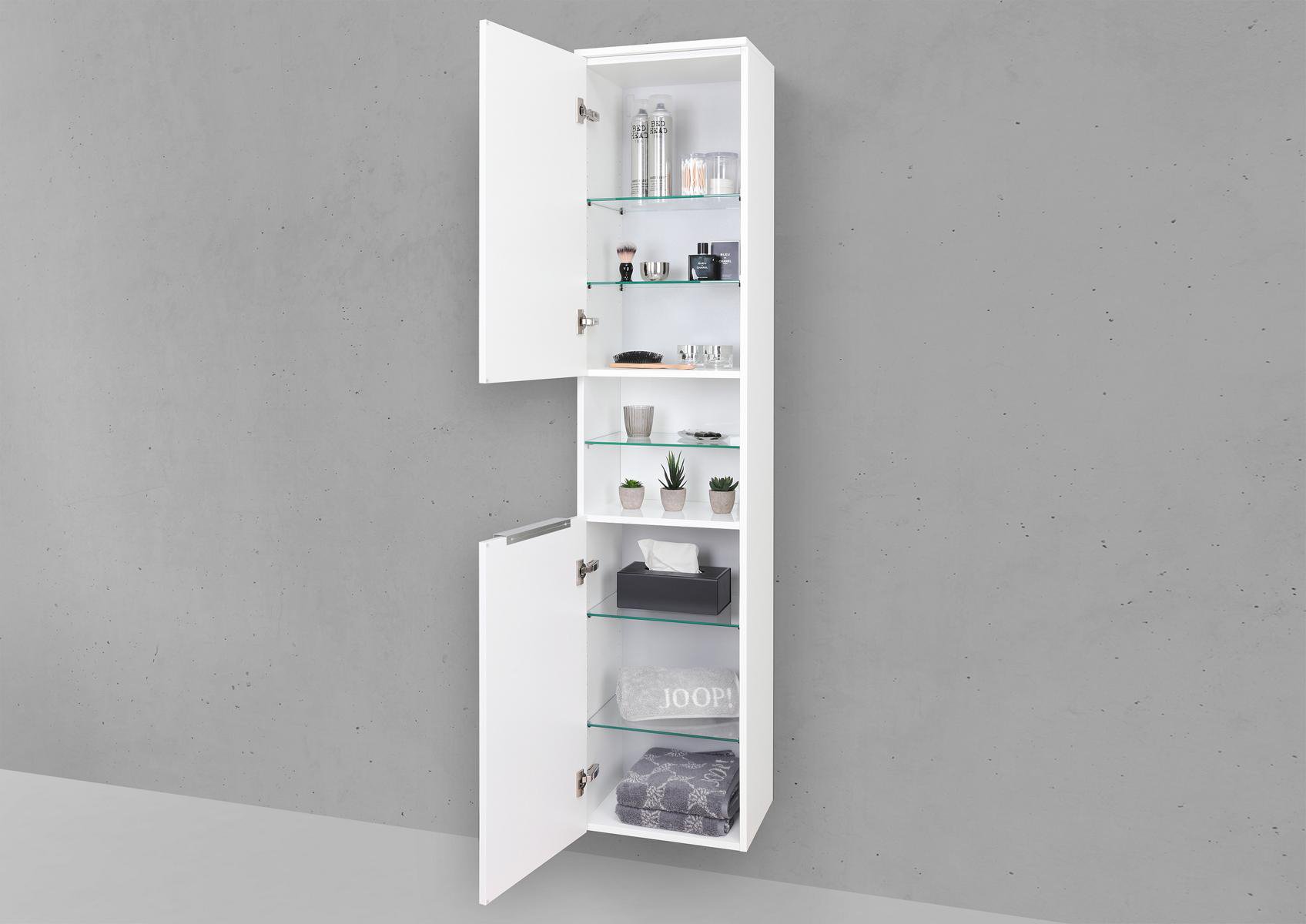 Seitenschrank/Hochschrank nach Maß 2 Türig mit offenem Fach, PTO & Griffleiste