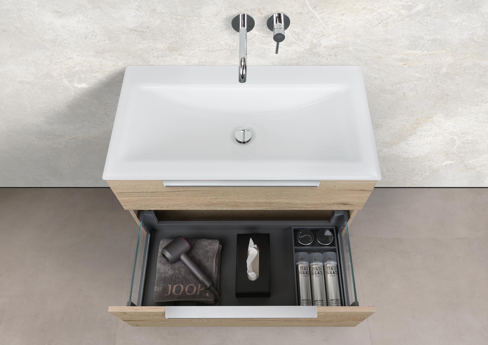 Saphir - Badmöbelset 90 cm mit Glaswaschbecken und Unterschrank
