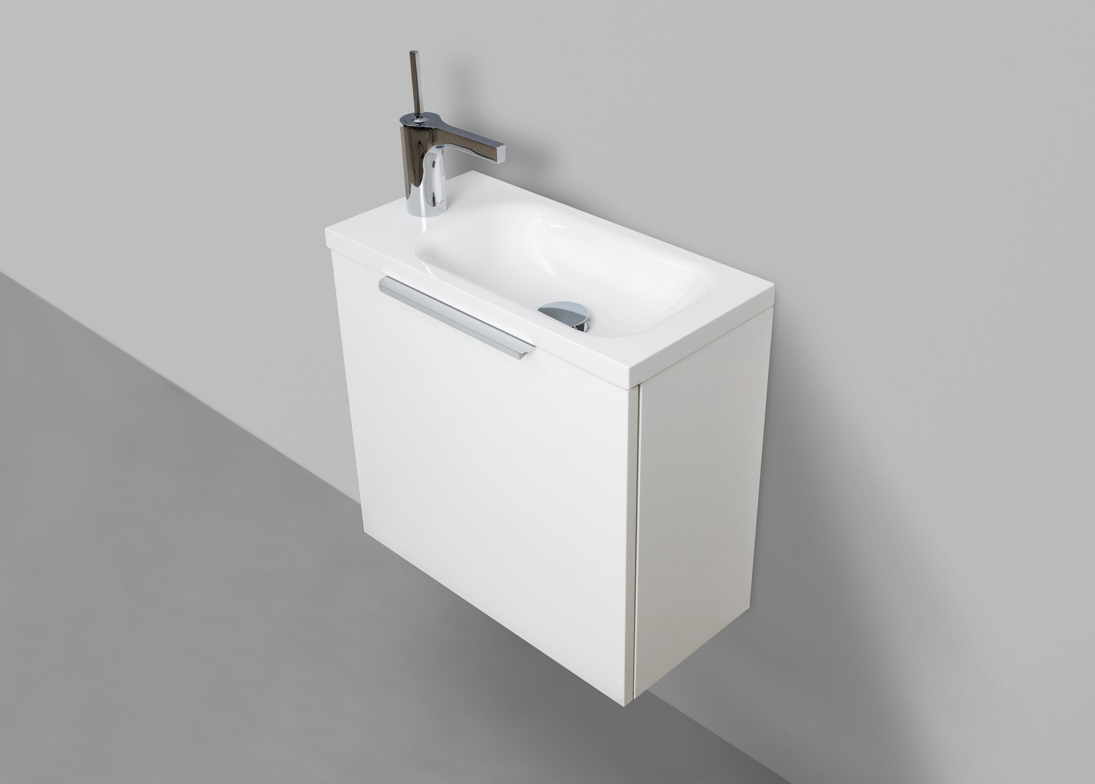 Gästebad Rimini 50 cm, Waschtisch mit Unterschrank, Weiß HG