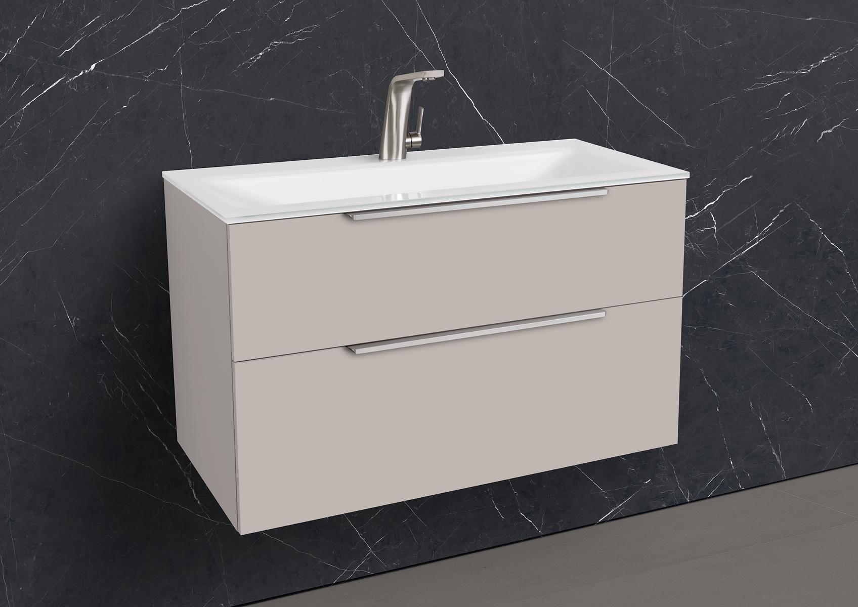 Saphir - Badmöbelset 90 cm mit Glaswaschtisch und Unterschrank