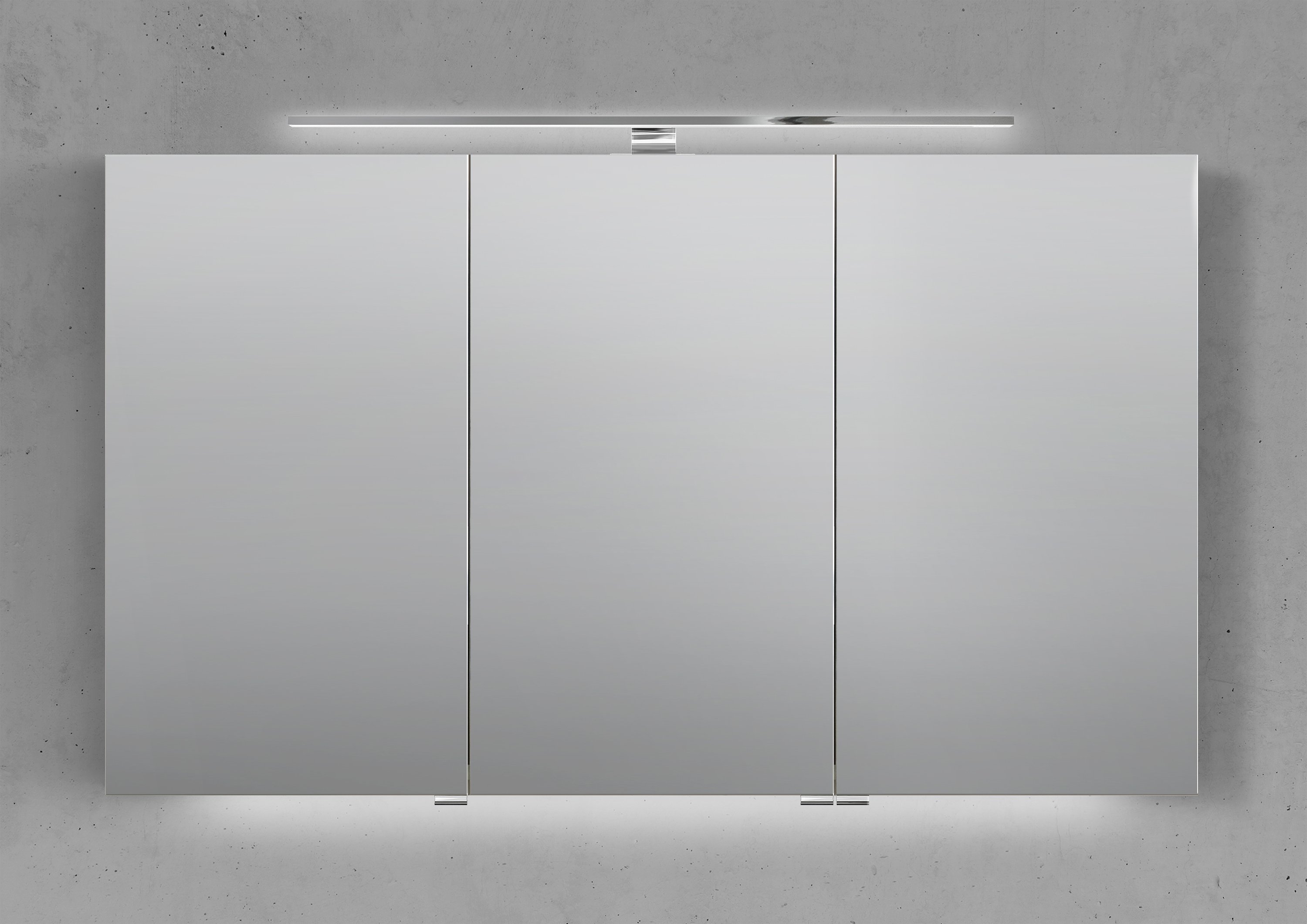 Spiegelschrank 120 cm mit LED Chrom Beleuchtung Doppelspiegeltüren