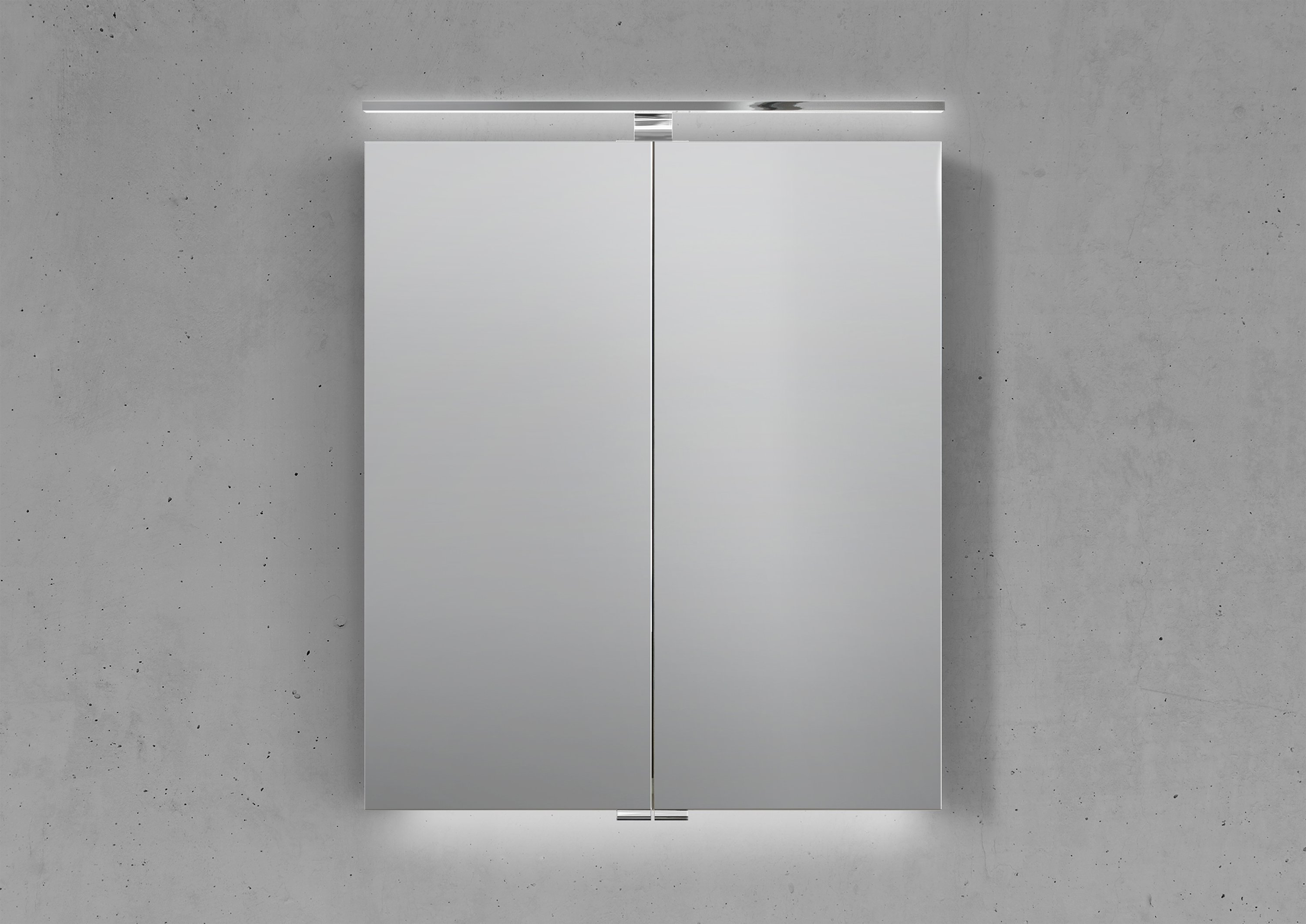 Spiegelschrank 60 cm MULTILight LED Chrom Beleuchtung Doppelspiegeltüren